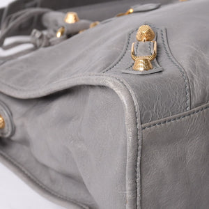 極美品 BALENCIAGA Giant City バレンシアガ ジャイアント シティ 2WAYバッグ 281770 レザー グレー ゴールド金具 中古 4a000614