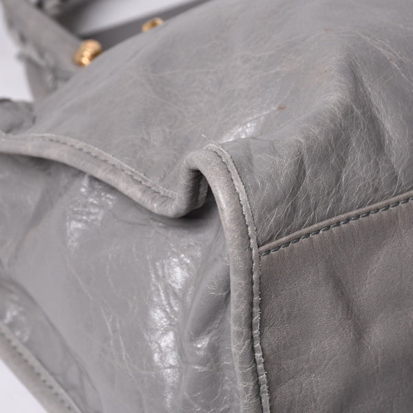 極美品 BALENCIAGA Giant City バレンシアガ ジャイアント シティ 2WAYバッグ 281770 レザー グレー ゴールド金具 中古 4a000614