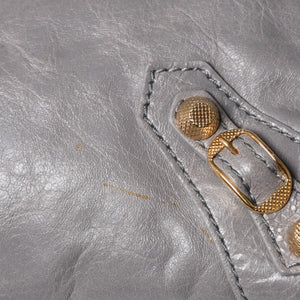 極美品 BALENCIAGA Giant City バレンシアガ ジャイアント シティ 2WAYバッグ 281770 レザー グレー ゴールド金具 中古 4a000614