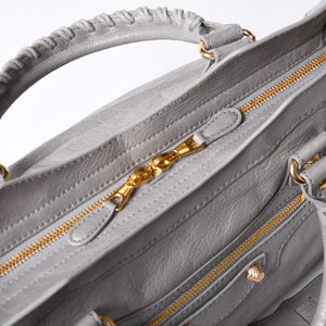 極美品 BALENCIAGA Giant City バレンシアガ ジャイアント シティ 2WAYバッグ 281770 レザー グレー ゴールド金具 中古 4a000614