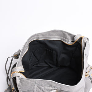 極美品 BALENCIAGA Giant City バレンシアガ ジャイアント シティ 2WAYバッグ 281770 レザー グレー ゴールド金具 中古 4a000614