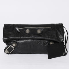 BALENCIAGA バレンシアガ ジャイアント エンベロープ クラッチバック 173082 レザー ブラック シルバー金具 美品 中古 4a000522