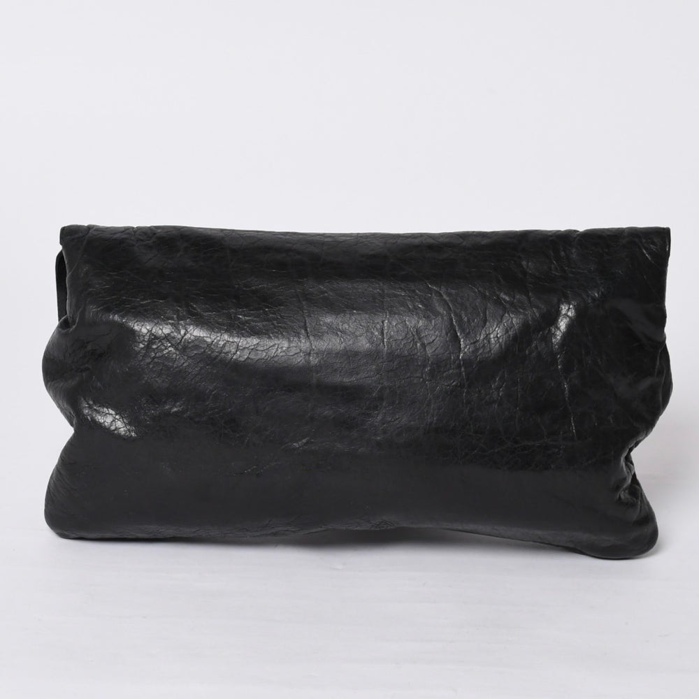 BALENCIAGA バレンシアガ ジャイアント エンベロープ クラッチバック 173082 レザー ブラック シルバー金具 美品 中古 4a000522