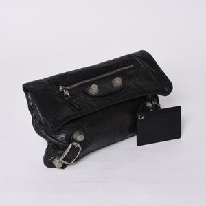 BALENCIAGA バレンシアガ ジャイアント エンベロープ クラッチバック 173082 レザー ブラック シルバー金具 美品 中古 4a000522