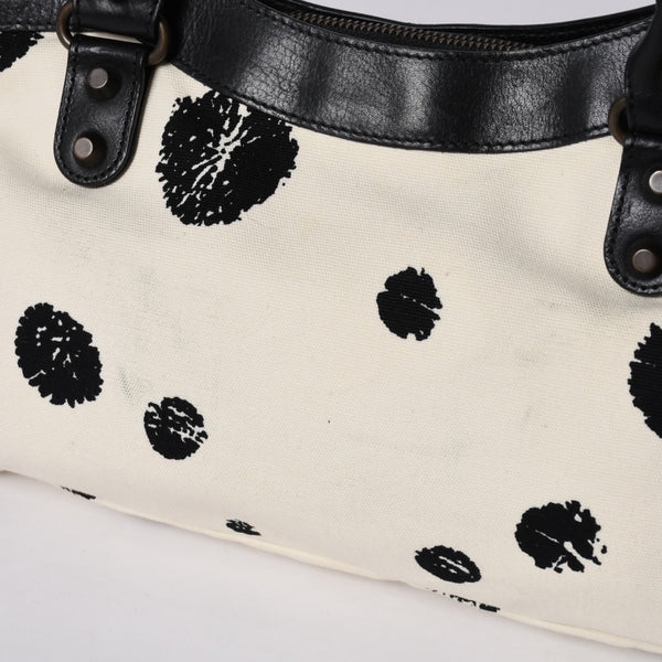 BALENCIAGA バレンシアガ CITY BAG シティバッグ Shoulder Bag ショルダーバッグ キャンバスレザー ブラック ホワイト 103208・9382 美品 中古 4a000878