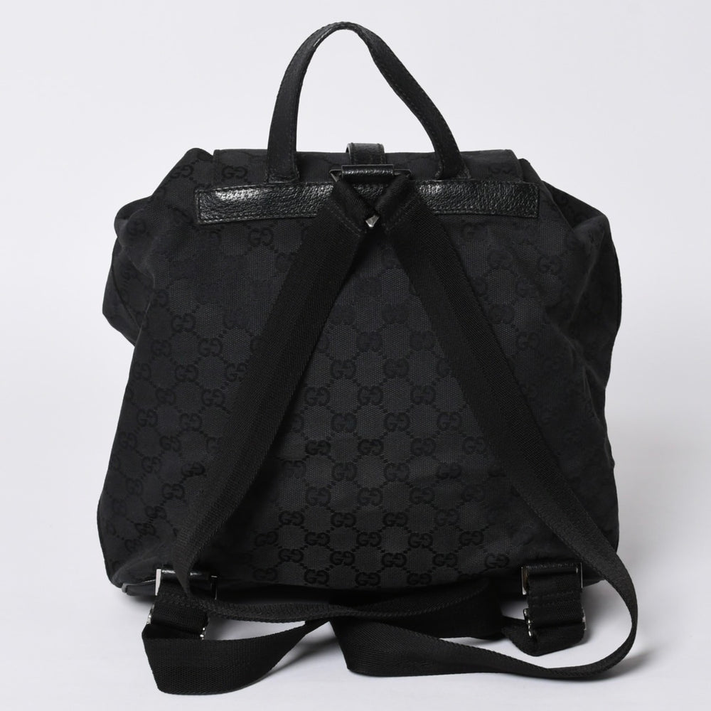 GUCCI グッチ GGキャンバス ジャッキー リュックサック バックパック メンズ キャンバス レザー Black ブラック 114552 美品 中古 4a000196