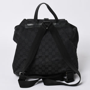 GUCCI グッチ GGキャンバス ジャッキー リュックサック バックパック メンズ キャンバス レザー Black ブラック 114552 美品 中古 4a000196
