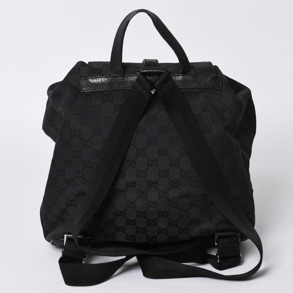 GUCCI グッチ GGキャンバス ジャッキー リュックサック バックパック メンズ キャンバス レザー Black ブラック 114552 美品 中古 4a000196