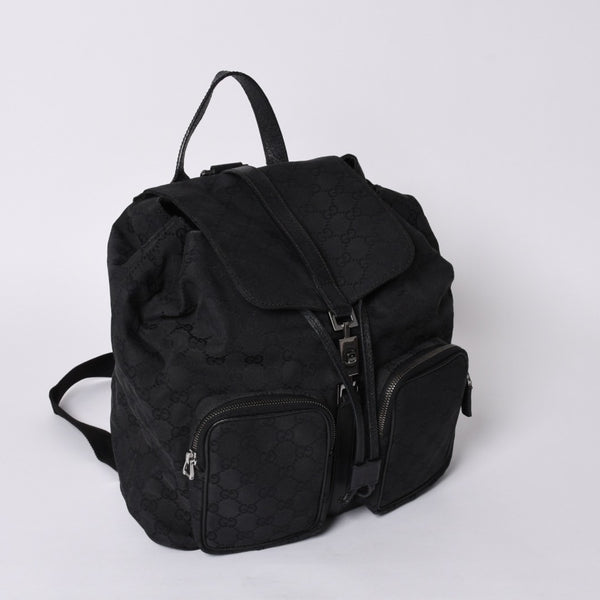 GUCCI グッチ GGキャンバス ジャッキー リュックサック バックパック メンズ キャンバス レザー Black ブラック 114552 美品 中古 4a000196
