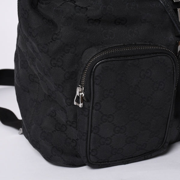GUCCI グッチ GGキャンバス ジャッキー リュックサック バックパック メンズ キャンバス レザー Black ブラック 114552 美品 中古 4a000196