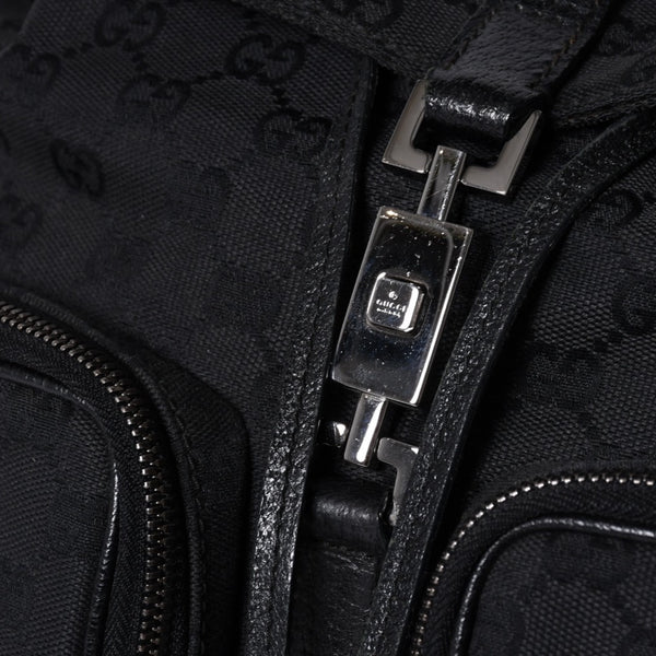 GUCCI グッチ GGキャンバス ジャッキー リュックサック バックパック メンズ キャンバス レザー Black ブラック 114552 美品 中古 4a000196