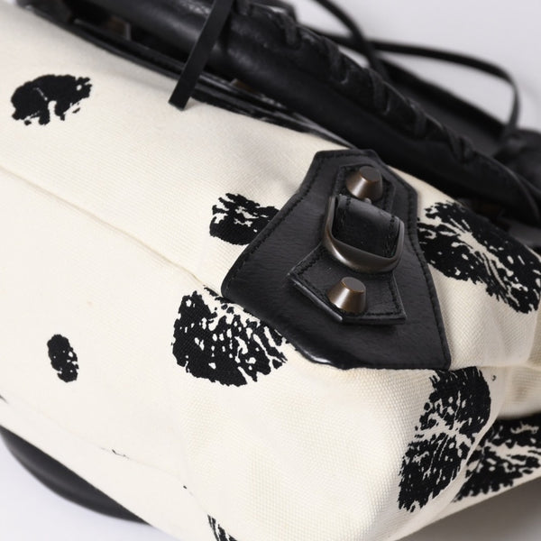 BALENCIAGA バレンシアガ CITY BAG シティバッグ Shoulder Bag ショルダーバッグ キャンバスレザー ブラック ホワイト 103208・9382 美品 中古 4a000878