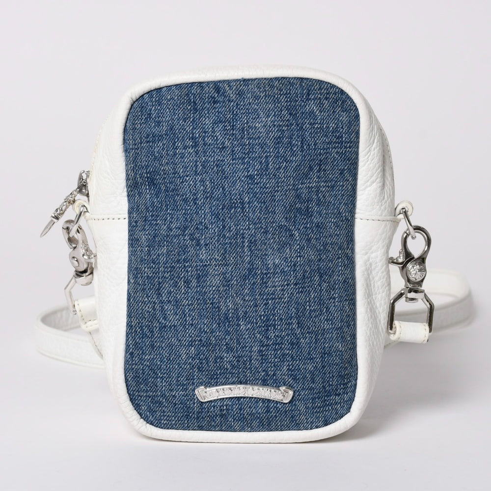 Very good condition CHROME HEARTS TAKA MINI Takamini Cemetery Cross Shoulder Bag Denim Used 4a002534