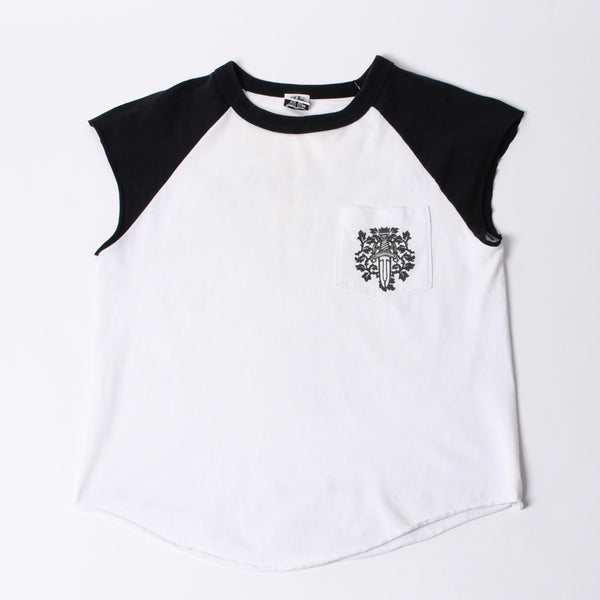 CHROME HEARTS Cut-off tank top Nose sleeve Size M Vine dagger Raglan White Good used 4a000562