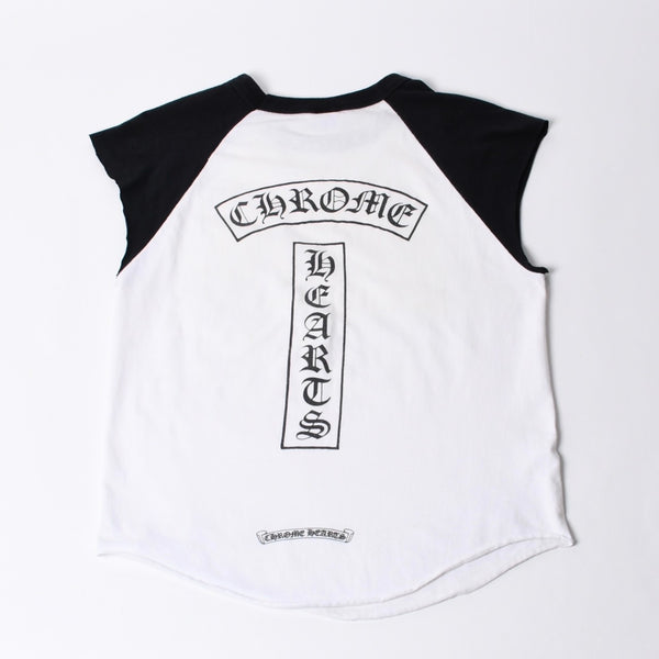 CHROME HEARTS Cut-off tank top Nose sleeve Size M Vine dagger Raglan White Good used 4a000562