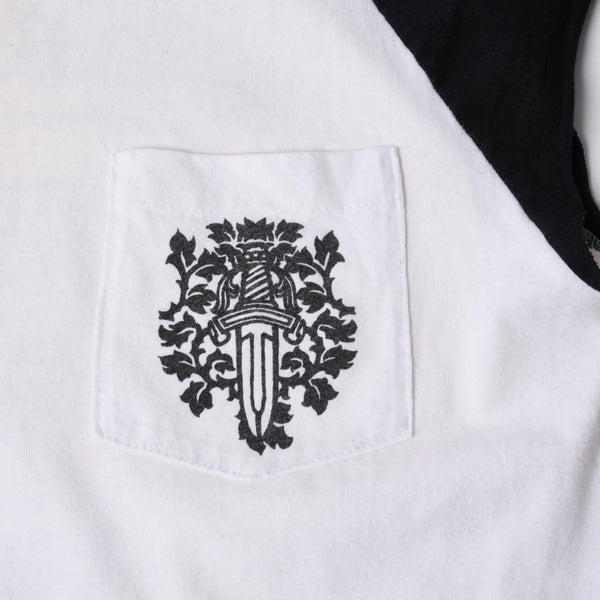 CHROME HEARTS Cut-off tank top Nose sleeve Size M Vine dagger Raglan White Good used 4a000562