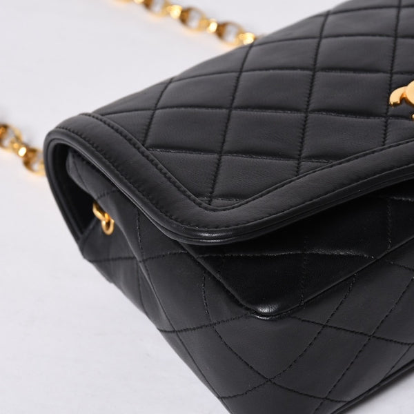 極美品 CHANEL シャネル ビジュー 横長 20cm ショルダーバッグ 1番台 ミニマトラッセ ショルダーチェーン ラムスキン 中古 4a001065