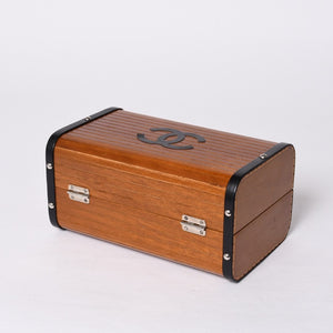CHANEL シャネル wood vanity ウッドバニティ ハンドバッグ 3番台 ウッド レザー ブラウン シルバー金具 美品 中古 4a000897