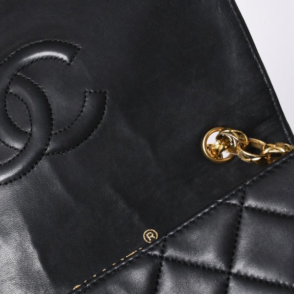 極美品 CHANEL シャネル ビジュー 横長 20cm ショルダーバッグ 1番台 ミニマトラッセ ショルダーチェーン ラムスキン 中古 4a001065