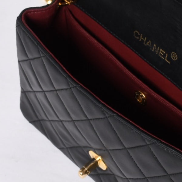 極美品 CHANEL シャネル ビジュー 横長 20cm ショルダーバッグ 1番台 ミニマトラッセ ショルダーチェーン ラムスキン 中古 4a001065
