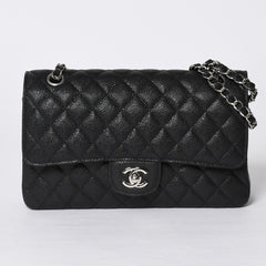新品同様 CHANEL シャネル マトラッセ25 Wフラップ Wチェーンショルダーバッグ AO1112 27番台 キャビアスキン シルバー金具 中古 4a001063