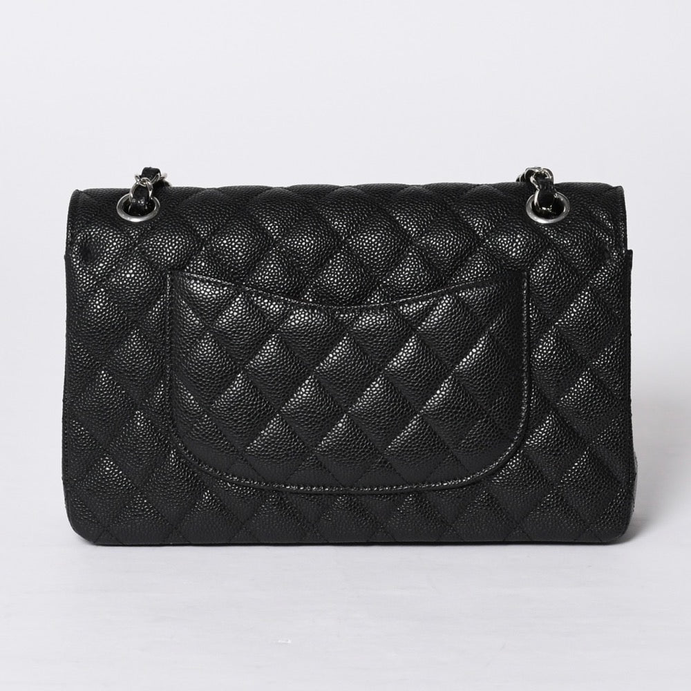 Like new CHANEL Matelasse 25 W flap W chain shoulder bag AO1112 27th series caviar skin silver hardware used 4a001063