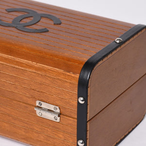 CHANEL シャネル wood vanity ウッドバニティ ハンドバッグ 3番台 ウッド レザー ブラウン シルバー金具 美品 中古 4a000897