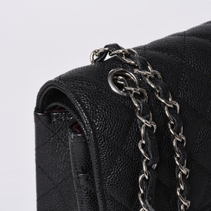 新品同様 CHANEL シャネル マトラッセ25 Wフラップ Wチェーンショルダーバッグ AO1112 27番台 キャビアスキン シルバー金具 中古 4a001063