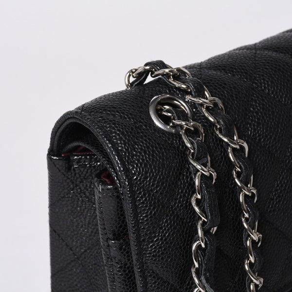 新品同様 CHANEL シャネル マトラッセ25 Wフラップ Wチェーンショルダーバッグ AO1112 27番台 キャビアスキン シルバー金具 中古 4a001063