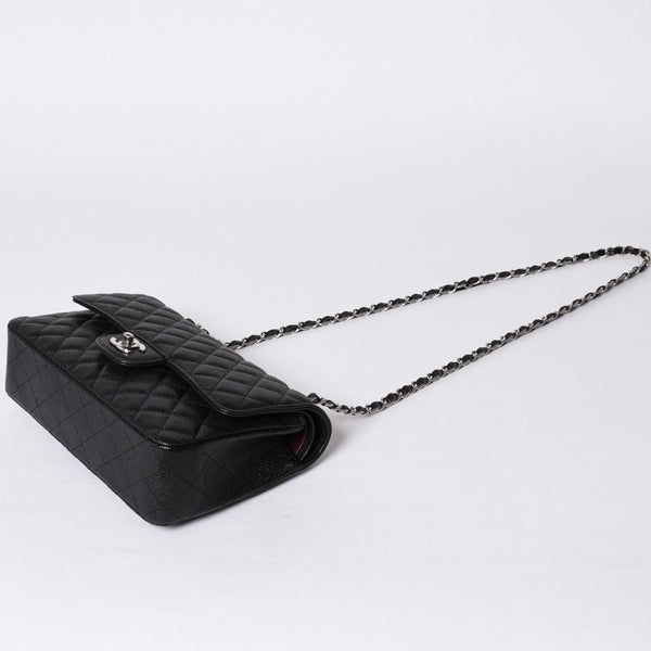 新品同様 CHANEL シャネル マトラッセ25 Wフラップ Wチェーンショルダーバッグ AO1112 27番台 キャビアスキン シルバー金具 中古 4a001063