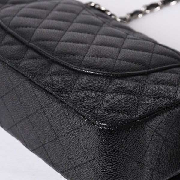 新品同様 CHANEL シャネル マトラッセ25 Wフラップ Wチェーンショルダーバッグ AO1112 27番台 キャビアスキン シルバー金具 中古 4a001063