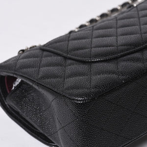 新品同様 CHANEL シャネル マトラッセ25 Wフラップ Wチェーンショルダーバッグ AO1112 27番台 キャビアスキン シルバー金具 中古 4a001063