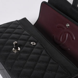 新品同様 CHANEL シャネル マトラッセ25 Wフラップ Wチェーンショルダーバッグ AO1112 27番台 キャビアスキン シルバー金具 中古 4a001063