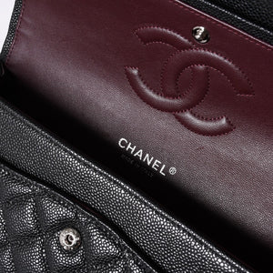 新品同様 CHANEL シャネル マトラッセ25 Wフラップ Wチェーンショルダーバッグ AO1112 27番台 キャビアスキン シルバー金具 中古 4a001063