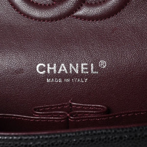 新品同様 CHANEL シャネル マトラッセ25 Wフラップ Wチェーンショルダーバッグ AO1112 27番台 キャビアスキン シルバー金具 中古 4a001063