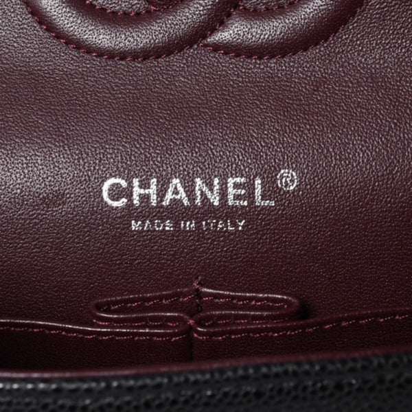 新品同様 CHANEL シャネル マトラッセ25 Wフラップ Wチェーンショルダーバッグ AO1112 27番台 キャビアスキン シルバー金具 中古 4a001063