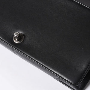 Very Good Condition CHANEL Boy Chanel Shoulder Bag Lambskin No. 22 Black Silver Hardware Used 4a000908