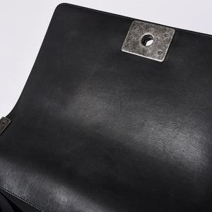 Very Good Condition CHANEL Boy Chanel Shoulder Bag Lambskin No. 22 Black Silver Hardware Used 4a000908