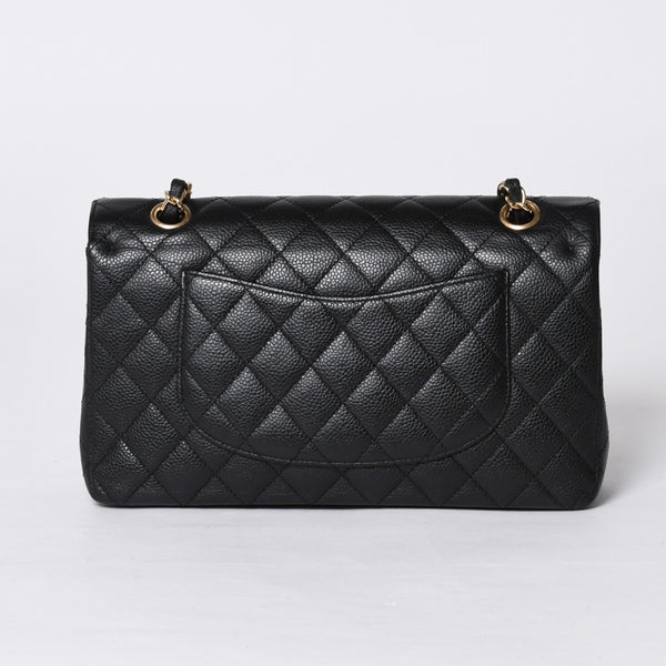 新品同様 CHANEL シャネル マトラッセ25 Wフラップ Wチェーンショルダーバッグ AO1112 13番台 キャビアスキン ゴールド金具 中古 4a001060