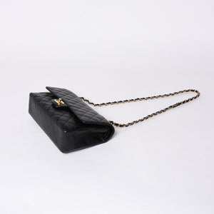新品同様 CHANEL シャネル マトラッセ25 Wフラップ Wチェーンショルダーバッグ AO1112 13番台 キャビアスキン ゴールド金具 中古 4a001060