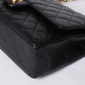 新品同様 CHANEL シャネル マトラッセ25 Wフラップ Wチェーンショルダーバッグ AO1112 13番台 キャビアスキン ゴールド金具 中古 4a001060