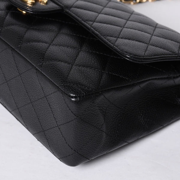 新品同様 CHANEL シャネル マトラッセ25 Wフラップ Wチェーンショルダーバッグ AO1112 13番台 キャビアスキン ゴールド金具 中古 4a001060
