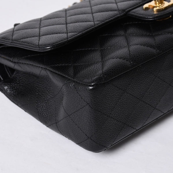 新品同様 CHANEL シャネル マトラッセ25 Wフラップ Wチェーンショルダーバッグ AO1112 13番台 キャビアスキン ゴールド金具 中古 4a001060