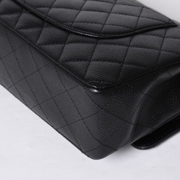 新品同様 CHANEL シャネル マトラッセ25 Wフラップ Wチェーンショルダーバッグ AO1112 13番台 キャビアスキン ゴールド金具 中古 4a001060
