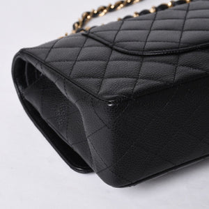 新品同様 CHANEL シャネル マトラッセ25 Wフラップ Wチェーンショルダーバッグ AO1112 13番台 キャビアスキン ゴールド金具 中古 4a001060