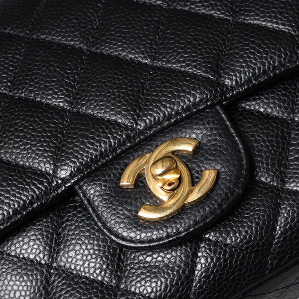 新品同様 CHANEL シャネル マトラッセ25 Wフラップ Wチェーンショルダーバッグ AO1112 13番台 キャビアスキン ゴールド金具 中古 4a001060