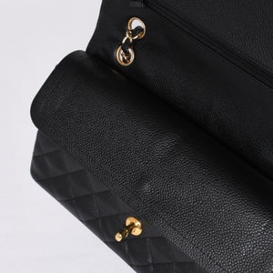 新品同様 CHANEL シャネル マトラッセ25 Wフラップ Wチェーンショルダーバッグ AO1112 13番台 キャビアスキン ゴールド金具 中古 4a001060