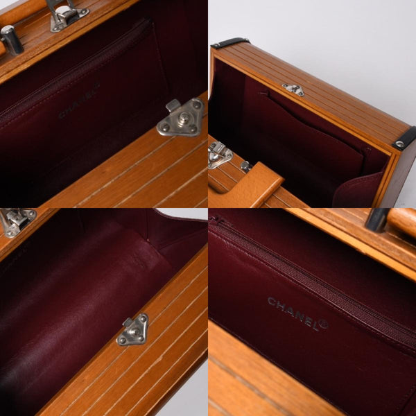 CHANEL シャネル wood vanity ウッドバニティ ハンドバッグ 3番台 ウッド レザー ブラウン シルバー金具 美品 中古 4a000897