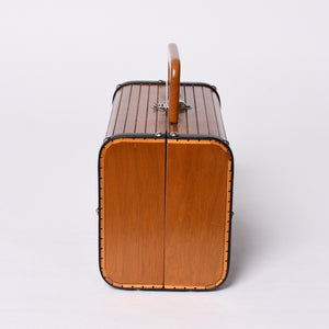 CHANEL シャネル wood vanity ウッドバニティ ハンドバッグ 3番台 ウッド レザー ブラウン シルバー金具 美品 中古 4a000897