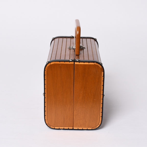 CHANEL シャネル wood vanity ウッドバニティ ハンドバッグ 3番台 ウッド レザー ブラウン シルバー金具 美品 中古 4a000897